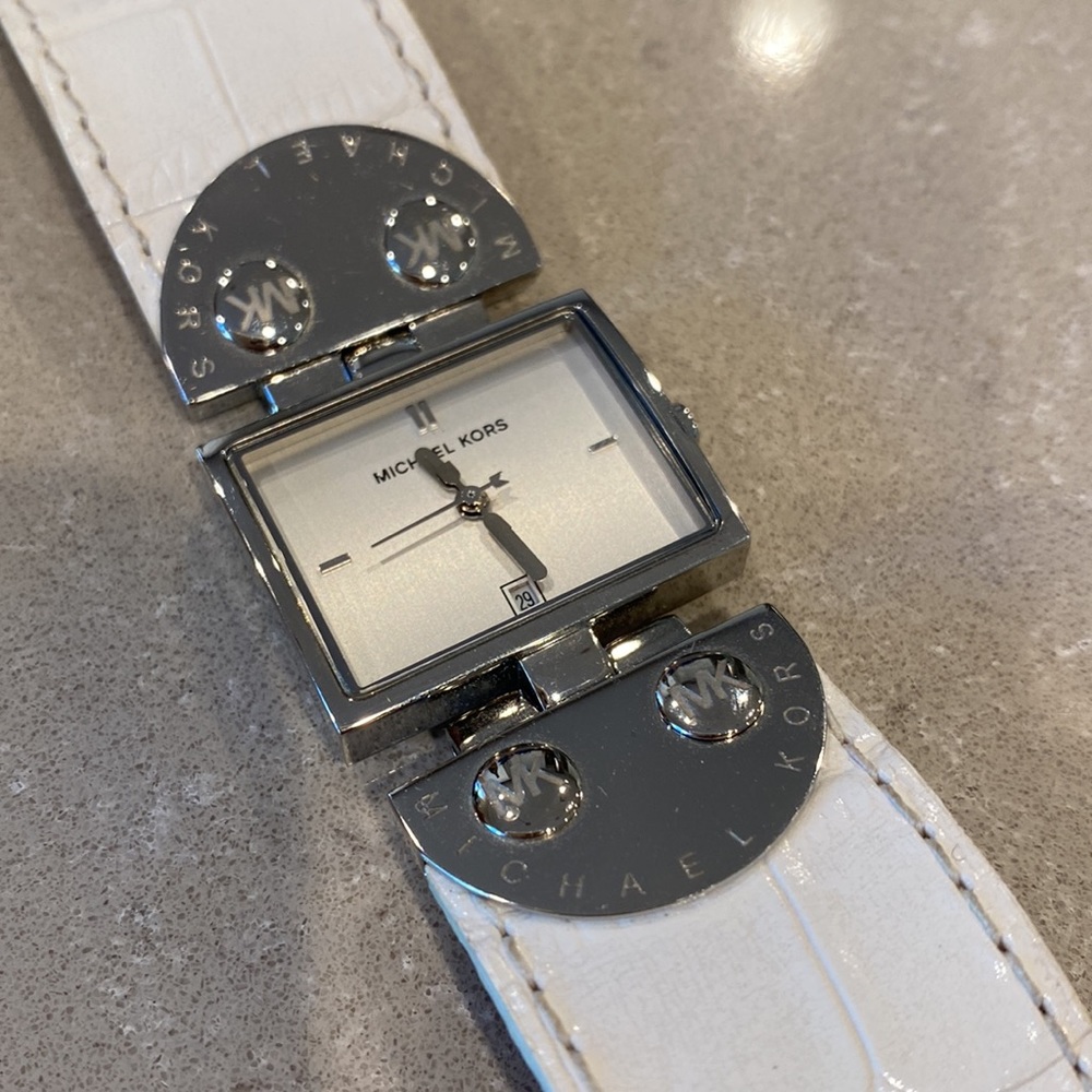 Michael Kors Leather and Stainless Steel Watch